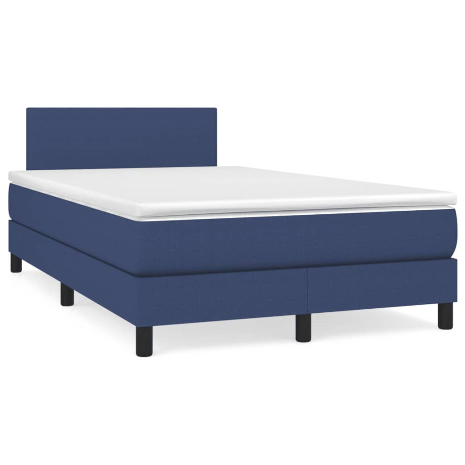 vidaXL Boxspring met matras stof blauw 120x190 cm afbeelding 1