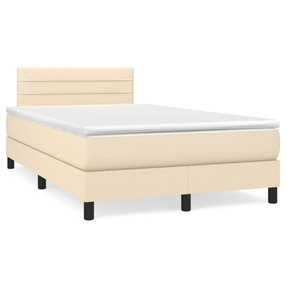 vidaXL Boxspring met matras stof crèmekleurig 120x190 cm afbeelding 1