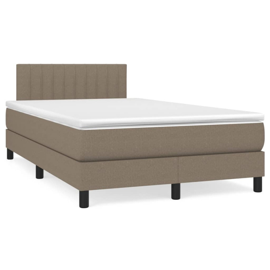 vidaXL Boxspring met matras stof taupe 120x190 cm afbeelding 1