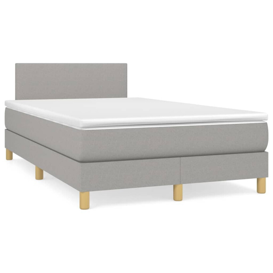 vidaXL Boxspring met matras stof lichtgrijs 120x190 cm afbeelding 1