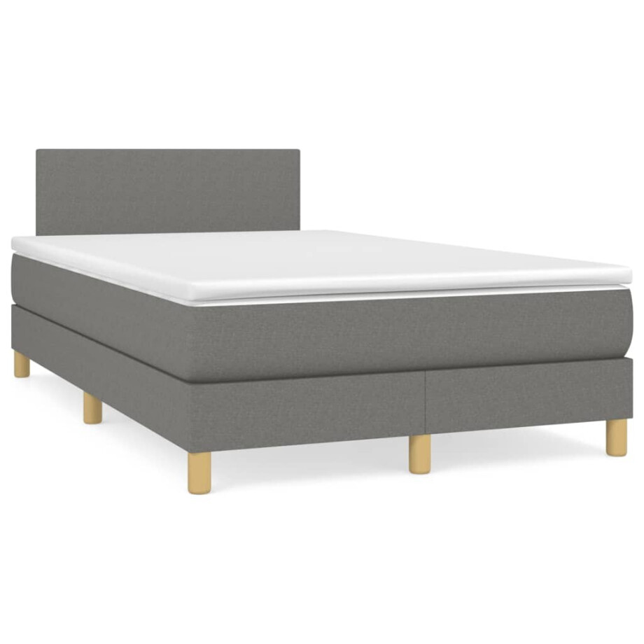 vidaXL Boxspring met matras stof donkergrijs 120x190 cm vidaXL Boxspring met matras stof donkergrijs 120x190 cm afbeelding 1