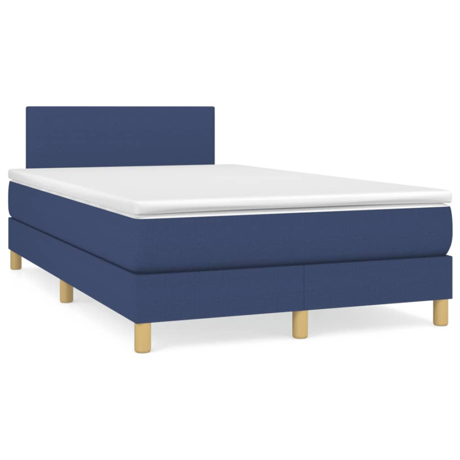 vidaXL Boxspring met matras stof blauw 120x190 cm afbeelding 1