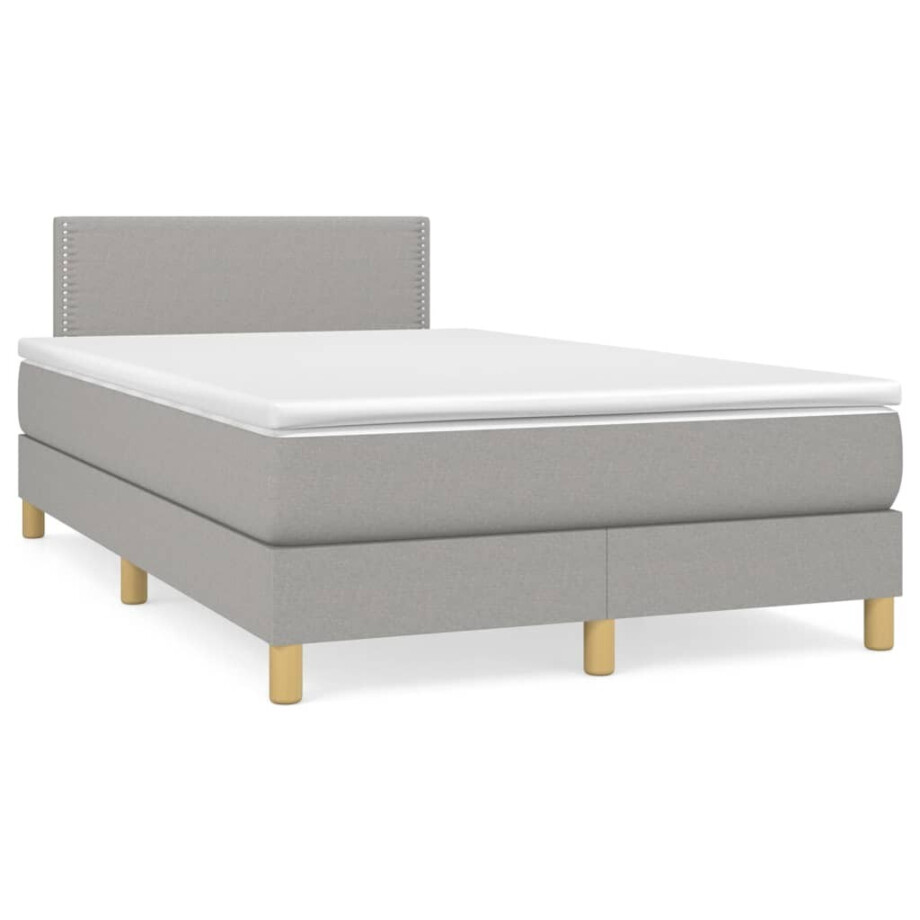 vidaXL Boxspring met matras stof lichtgrijs 120x190 cm afbeelding 1
