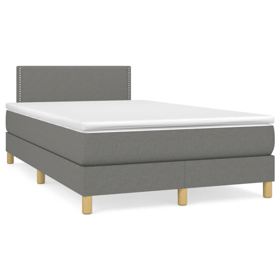 vidaXL Boxspring met matras stof donkergrijs 120x190 cm vidaXL Boxspring met matras stof donkergrijs 120x190 cm afbeelding 1
