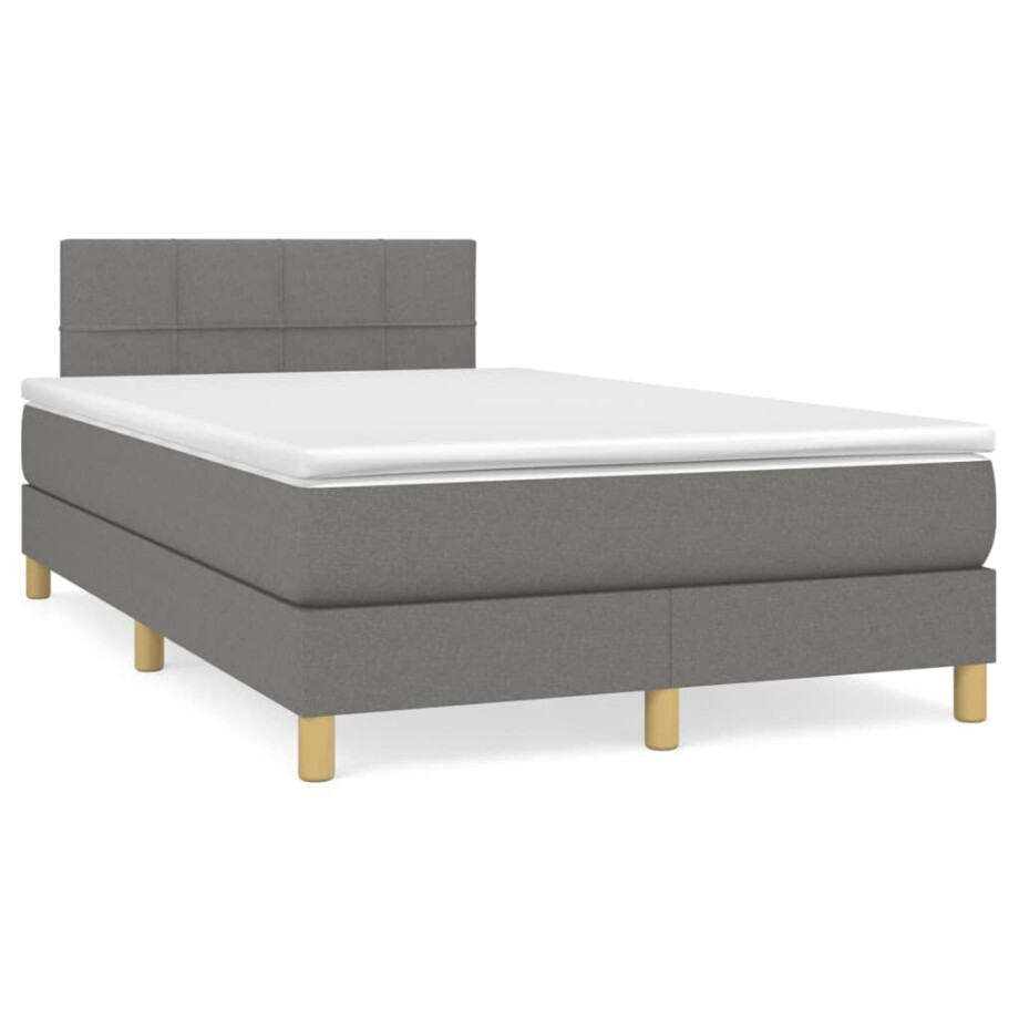 vidaXL Boxspring met matras stof donkergrijs 120x190 cm vidaXL Boxspring met matras stof donkergrijs 120x190 cm afbeelding 1