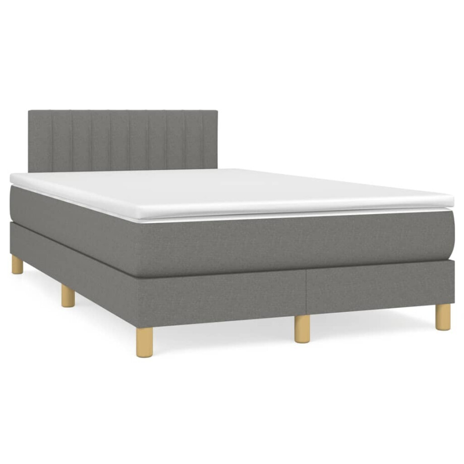 vidaXL Boxspring met matras stof donkergrijs 120x190 cm vidaXL Boxspring met matras stof donkergrijs 120x190 cm afbeelding 1