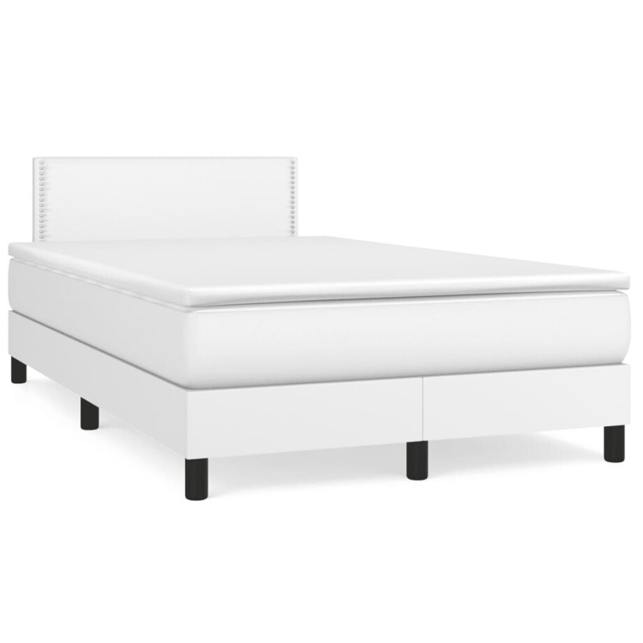 vidaXL Boxspring met matras kunstleer wit 120x190 cm vidaXL Boxspring met matras kunstleer wit 120x190 cm afbeelding 1