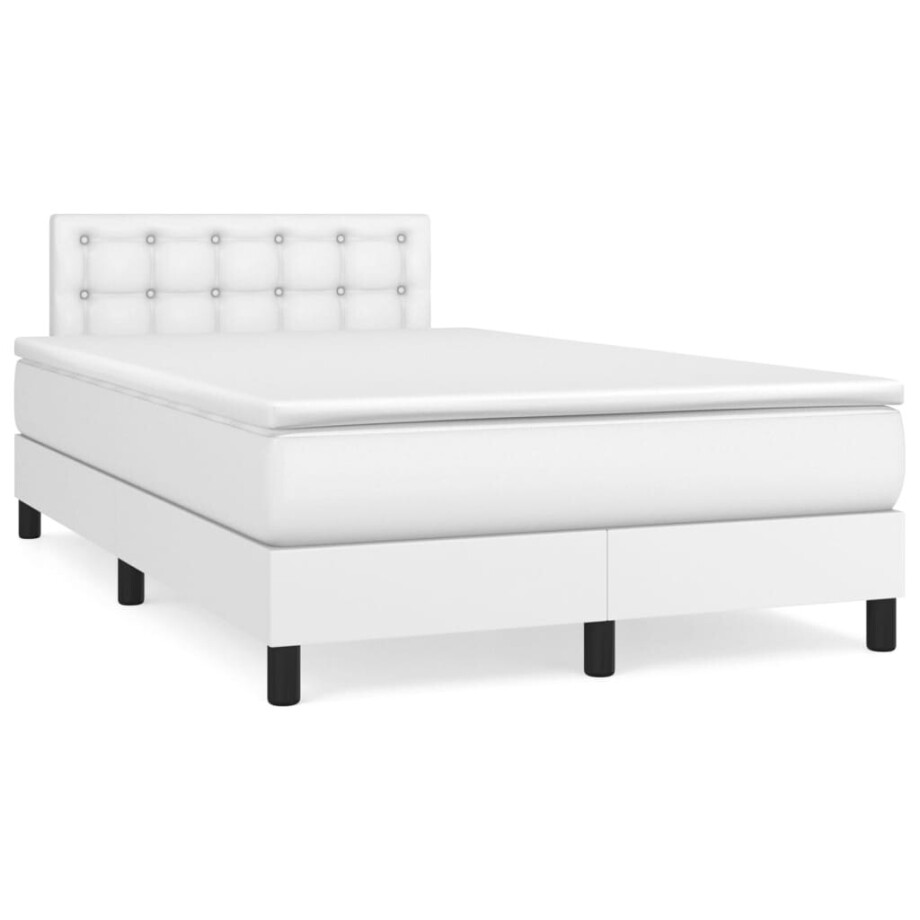 vidaXL Boxspring met matras kunstleer wit 120x190 cm vidaXL Boxspring met matras kunstleer wit 120x190 cm afbeelding 1