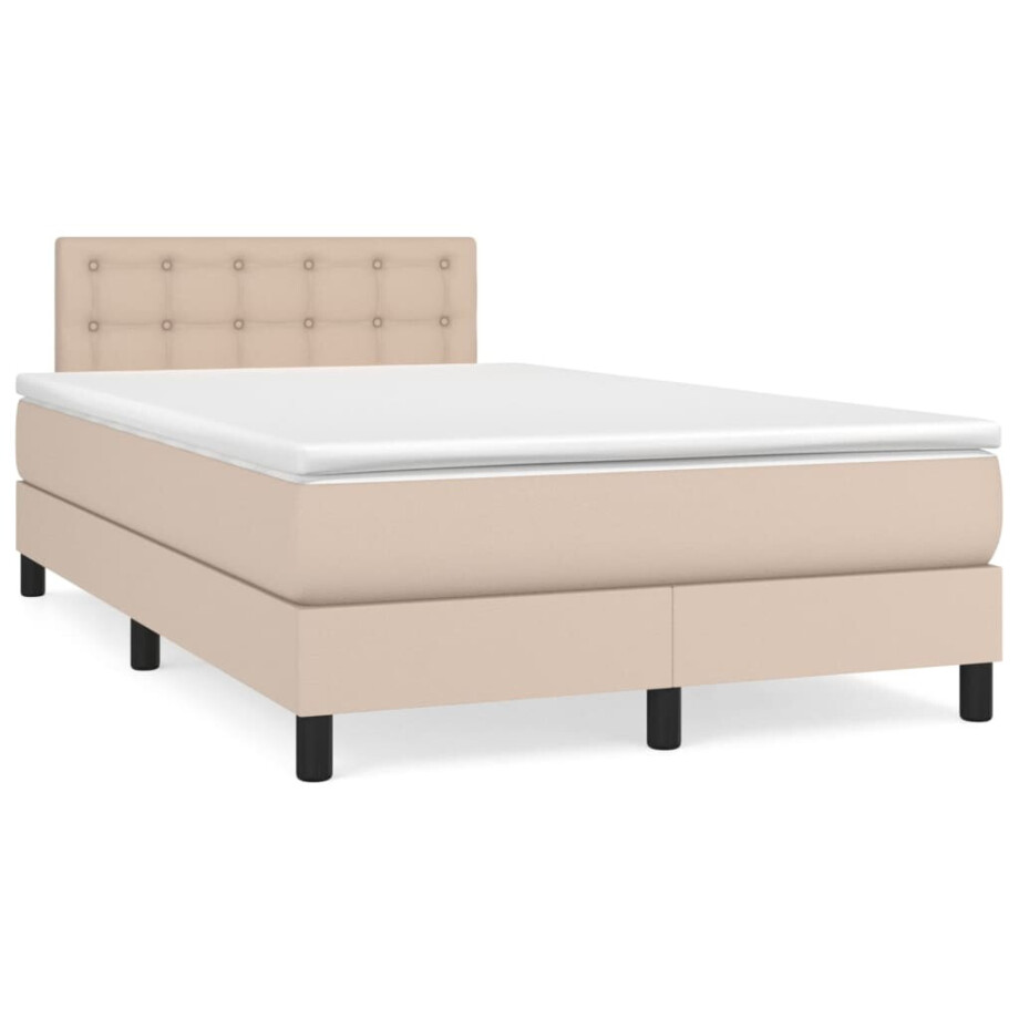 vidaXL Boxspring met matras kunstleer cappuccinokleurig 120x190 cm vidaXL Boxspring met matras kunstleer cappuccinokleurig 120x190 cm afbeelding 1