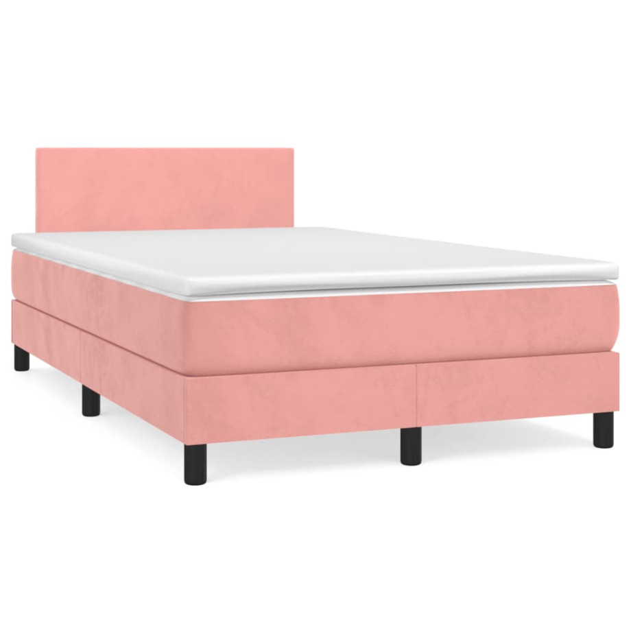 vidaXL Boxspring met matras fluweel roze 120x190 cm afbeelding 1