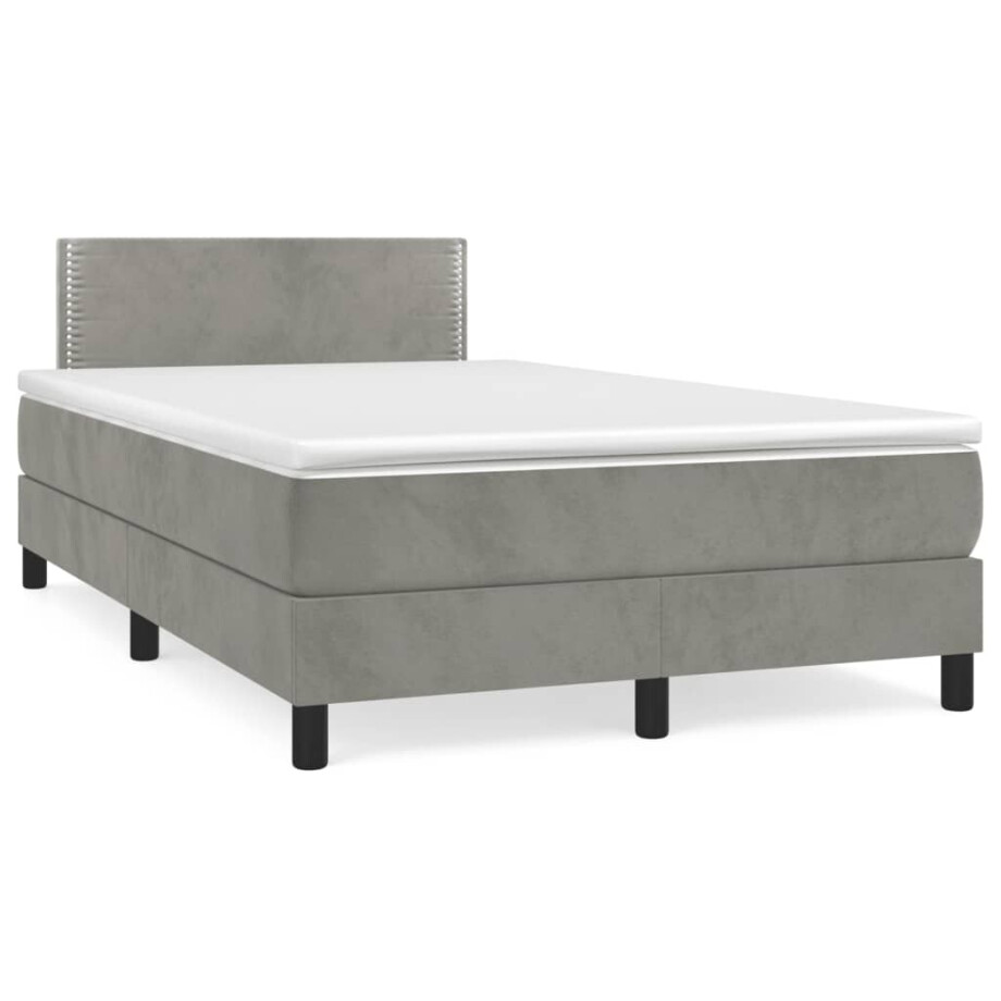 vidaXL Boxspring met matras fluweel lichtgrijs 120x190 cm vidaXL Boxspring met matras fluweel lichtgrijs 120x190 cm afbeelding 1