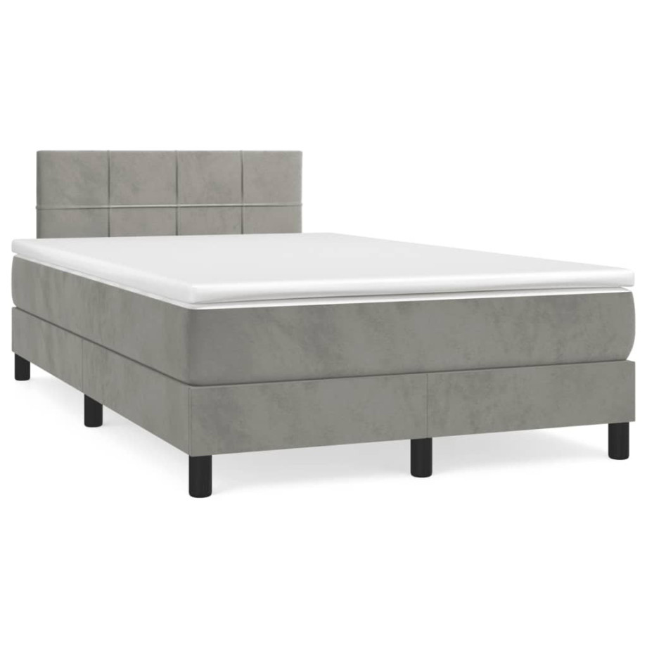 vidaXL Boxspring met matras fluweel lichtgrijs 120x190 cm vidaXL Boxspring met matras fluweel lichtgrijs 120x190 cm afbeelding 1