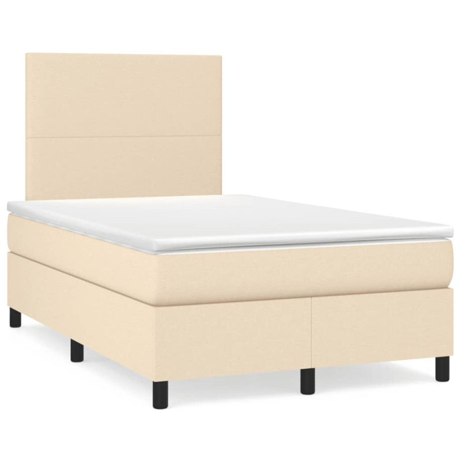 vidaXL Boxspring met matras stof crèmekleurig 120x190 cm afbeelding 1