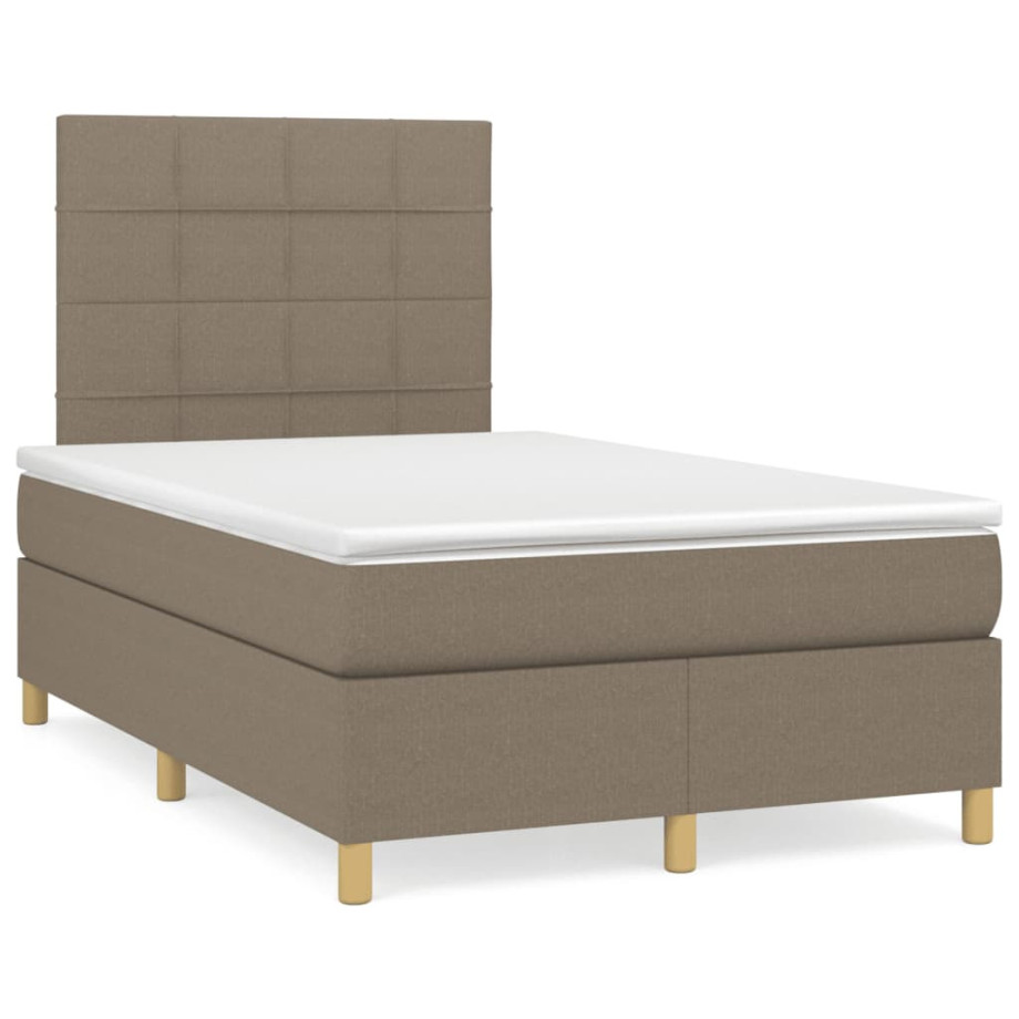 vidaXL Boxspring met matras stof taupe 120x190 cm afbeelding 1