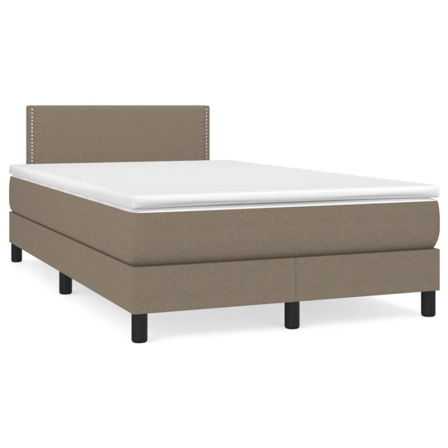 vidaXL Boxspring met matras en LED stof taupe 120x190 cm afbeelding 1