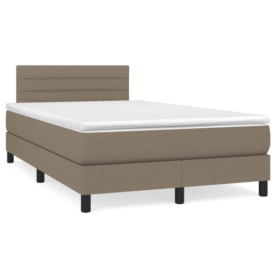 vidaXL Boxspring met matras en LED stof taupe 120x190 cm afbeelding 1