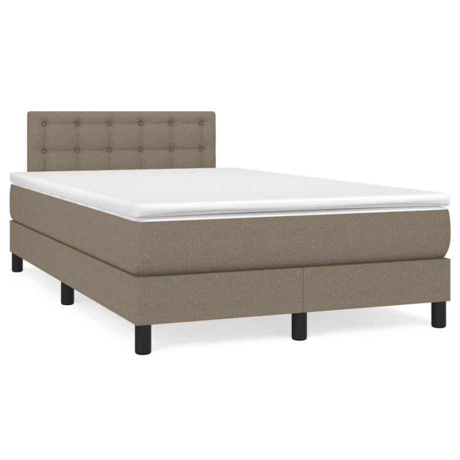 vidaXL Boxspring met matras en LED stof taupe 120x190 cm afbeelding 1