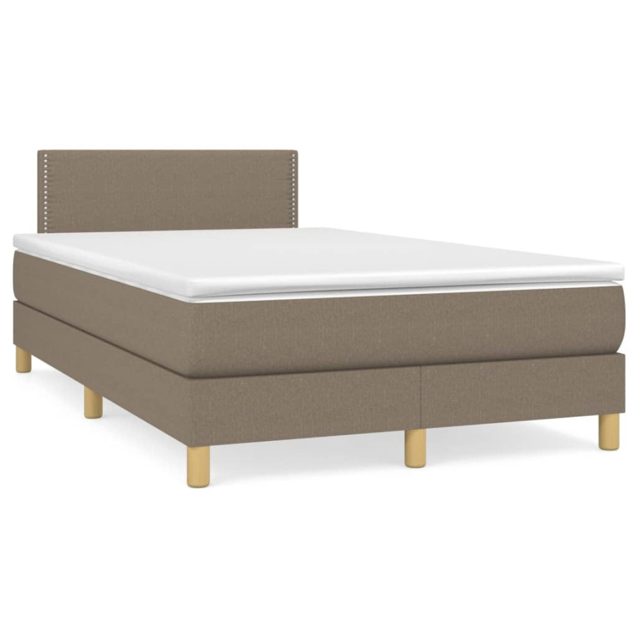 vidaXL Boxspring met matras en LED stof taupe 120x190 cm afbeelding 1