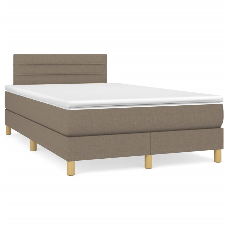 vidaXL Boxspring met matras en LED stof taupe 120x190 cm afbeelding 1