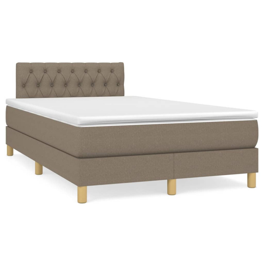 vidaXL Boxspring met matras en LED stof taupe 120x190 cm afbeelding 1