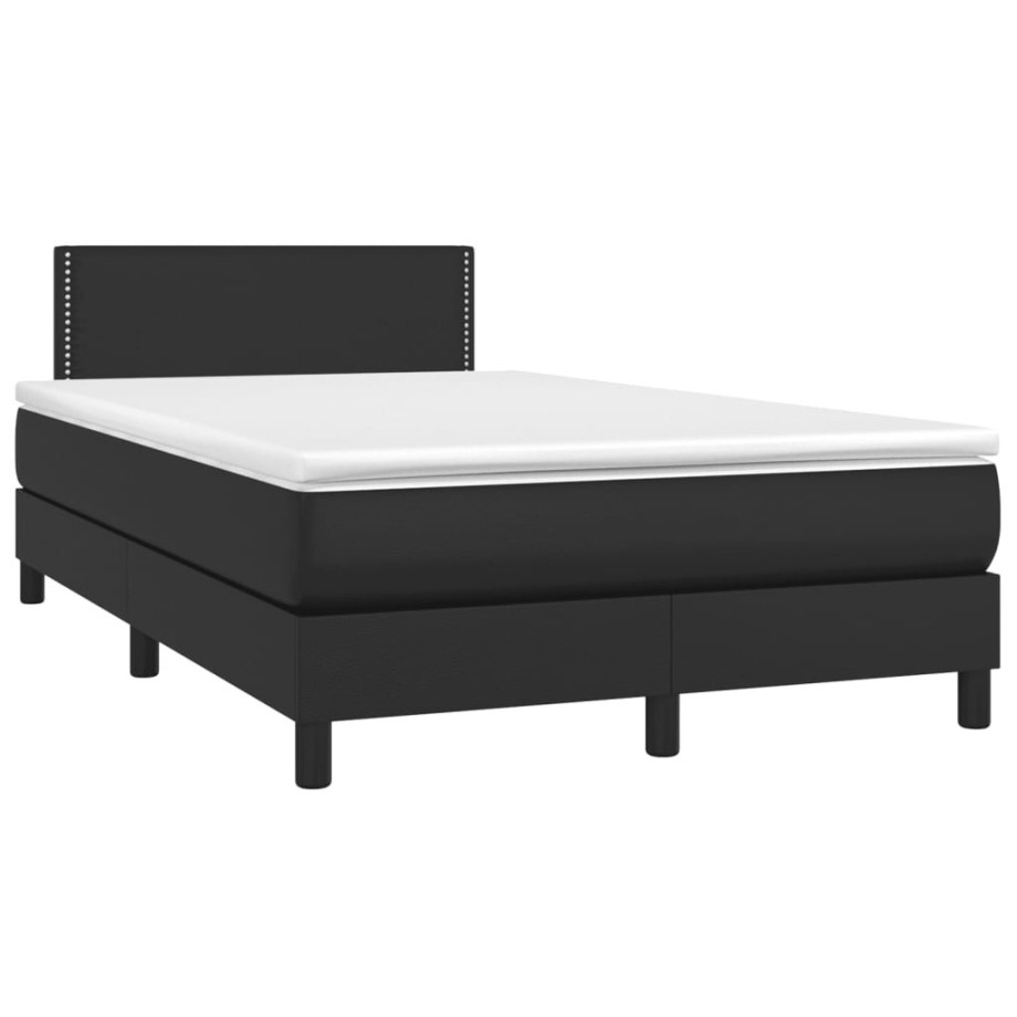 vidaXL Boxspring met matras en LED kunstleer zwart 120x190 cm vidaXL Boxspring met matras en LED kunstleer zwart 120x190 cm afbeelding 1