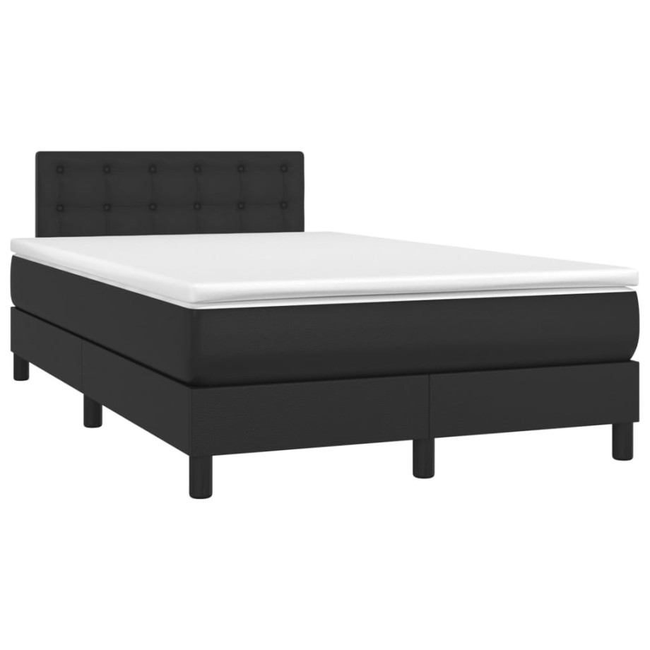 vidaXL Boxspring met matras en LED kunstleer zwart 120x190 cm vidaXL Boxspring met matras en LED kunstleer zwart 120x190 cm afbeelding 1