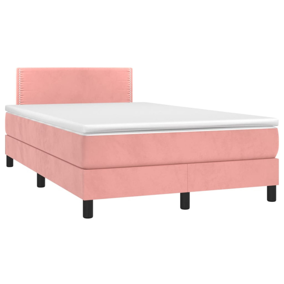 vidaXL Boxspring met matras en LED fluweel roze 120x190 cm afbeelding 1