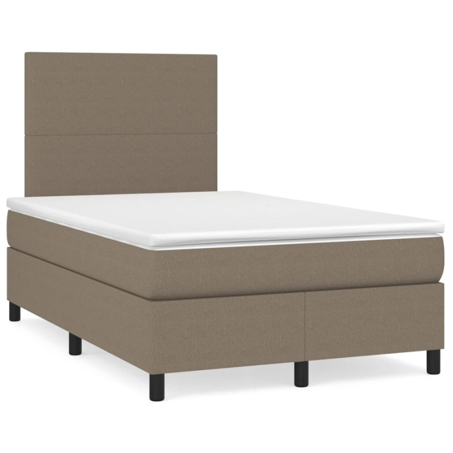 vidaXL Boxspring met matras en LED stof taupe 120x190 cm afbeelding 1