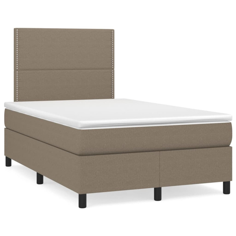 vidaXL Boxspring met matras en LED stof taupe 120x190 cm afbeelding 1