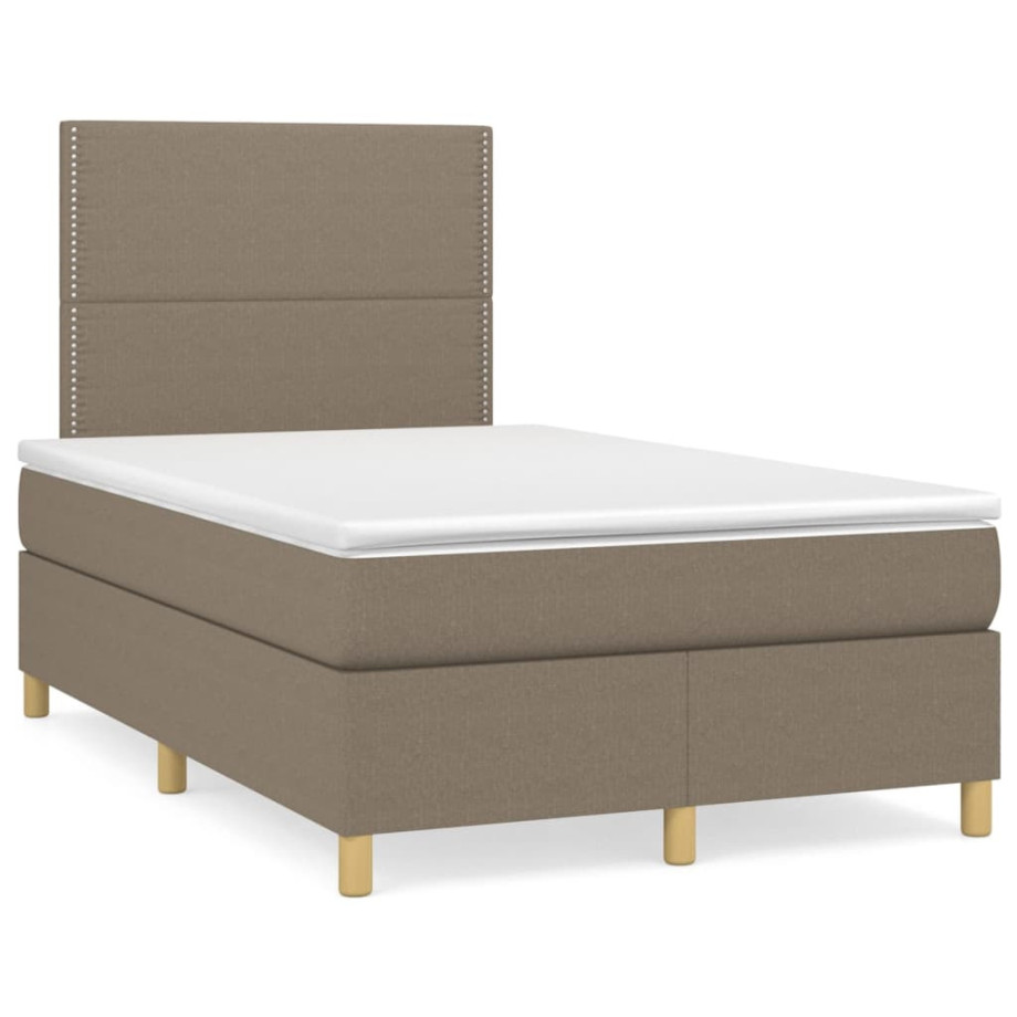 vidaXL Boxspring met matras en LED stof taupe 120x190 cm afbeelding 1