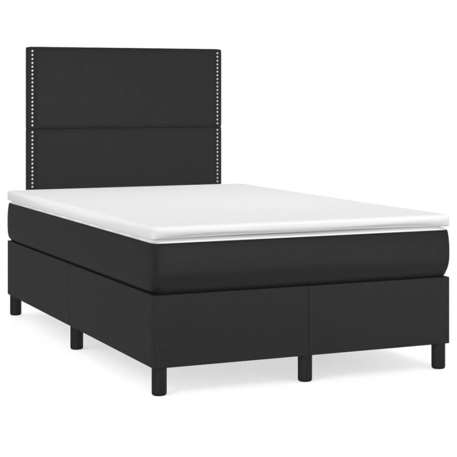 vidaXL Boxspring met matras en LED kunstleer zwart 120x190 cm vidaXL Boxspring met matras en LED kunstleer zwart 120x190 cm afbeelding 1