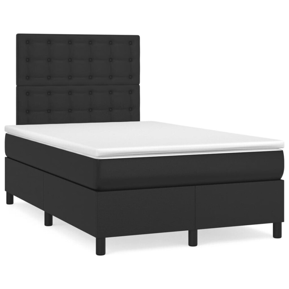vidaXL Boxspring met matras en LED kunstleer zwart 120x190 cm vidaXL Boxspring met matras en LED kunstleer zwart 120x190 cm afbeelding 1