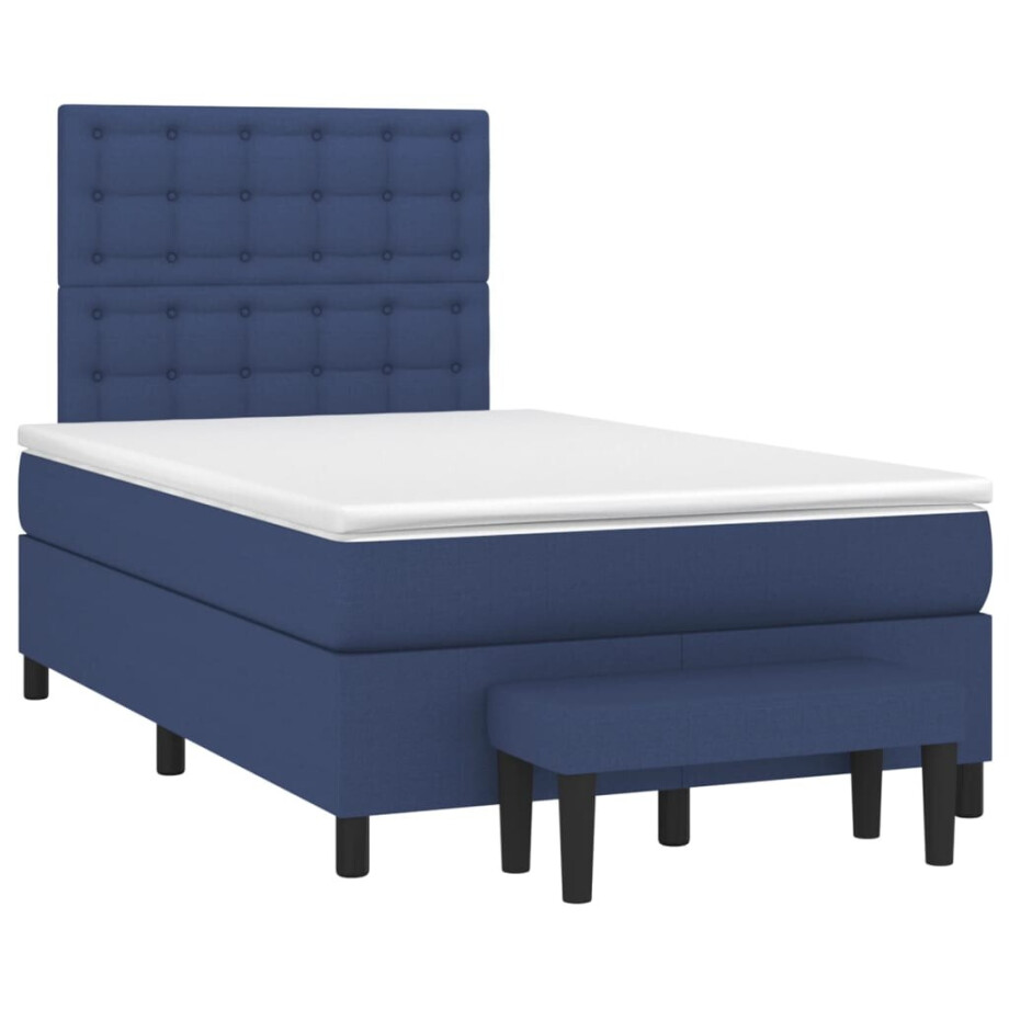 vidaXL Boxspring met matras stof blauw 120x190 cm afbeelding 1