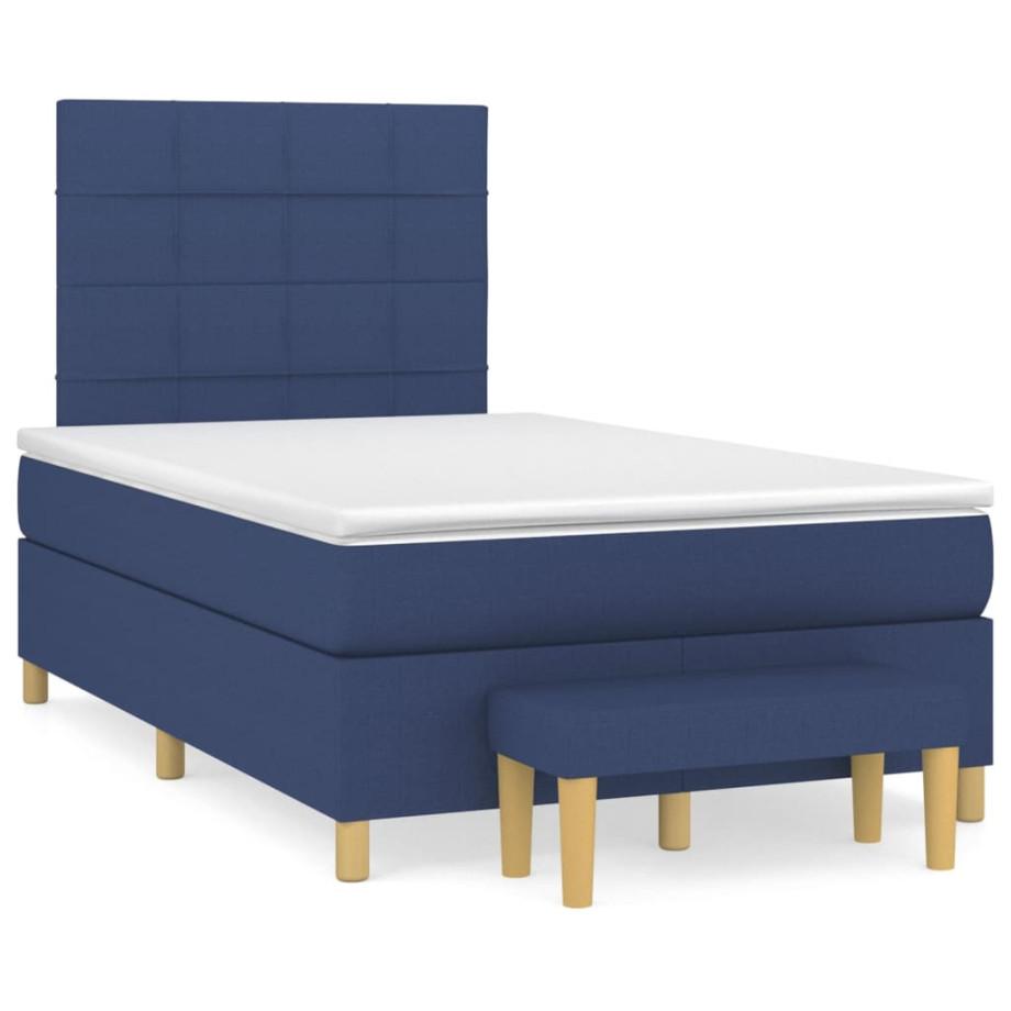 vidaXL Boxspring met matras stof blauw 120x190 cm afbeelding 1