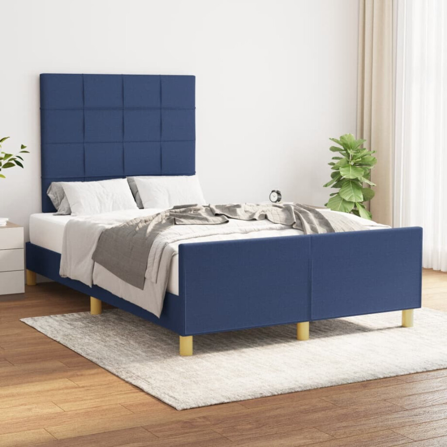 vidaXL Bedframe zonder matras 120x190 cm stof blauw afbeelding 1