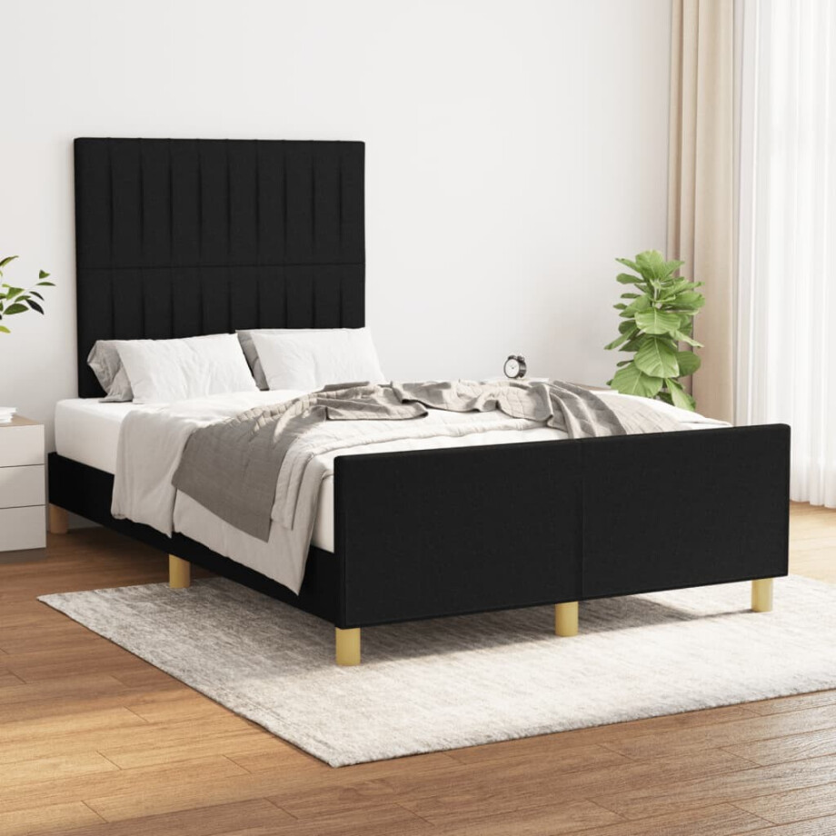 vidaXL Bedframe zonder matras 120x190 cm stof zwart vidaXL Bedframe zonder matras 120x190 cm stof zwart afbeelding 1
