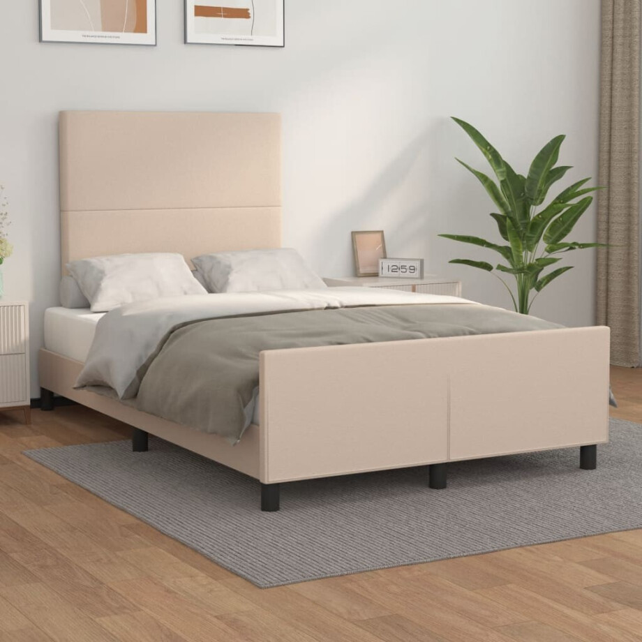 vidaXL Bedframe zonder matras 120x190 cm kunstleer cappuccinokleurig afbeelding 1