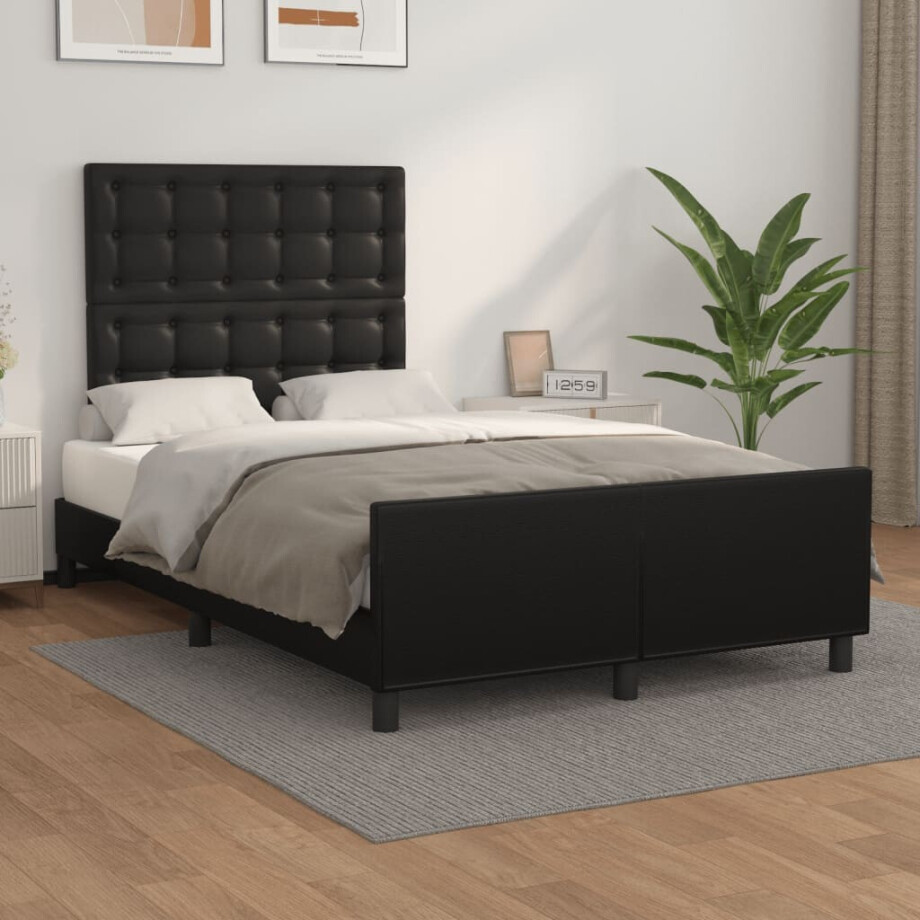 vidaXL Bedframe zonder matras 120x190 cm kunstleer zwart afbeelding 1