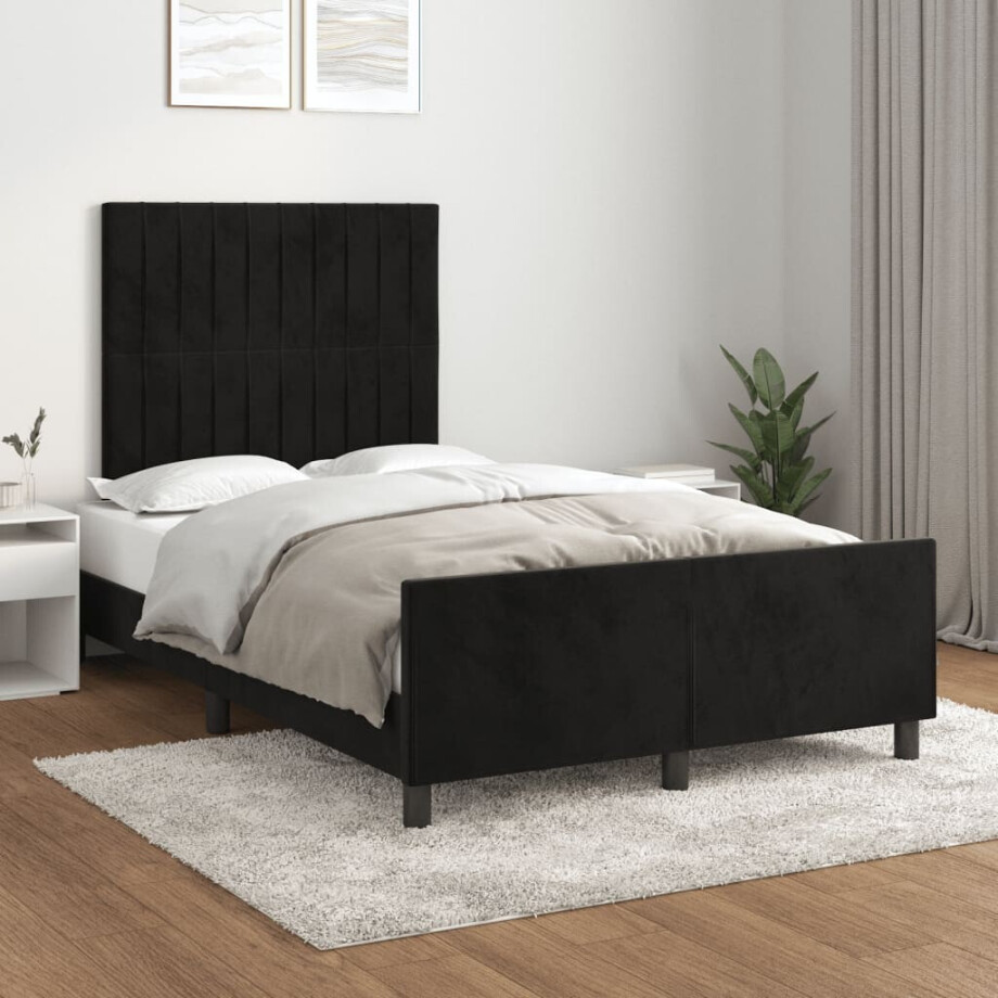vidaXL Bedframe zonder matras 120x190 cm fluweel zwart vidaXL Bedframe zonder matras 120x190 cm fluweel zwart afbeelding 1