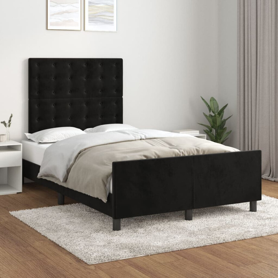 vidaXL Bedframe zonder matras 120x190 cm fluweel zwart vidaXL Bedframe zonder matras 120x190 cm fluweel zwart afbeelding 1