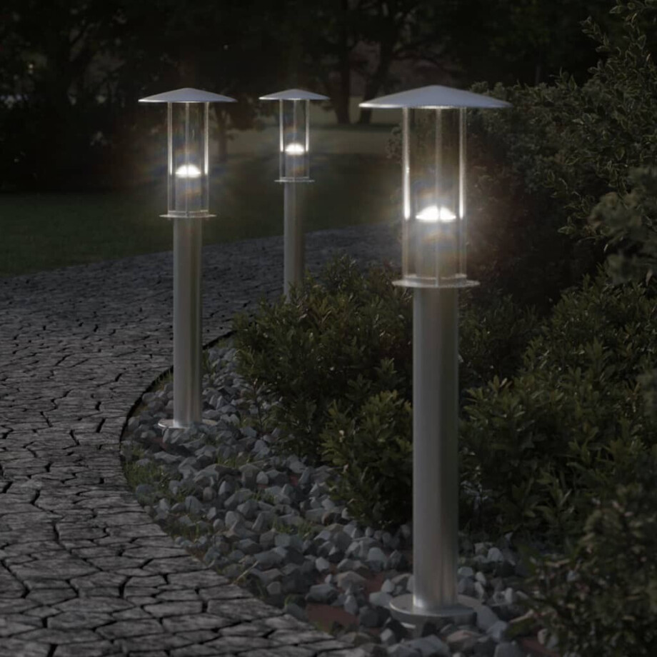 vidaXL Buitenvloerlamp 60 cm roestvrijstaal zilverkleurig afbeelding 1