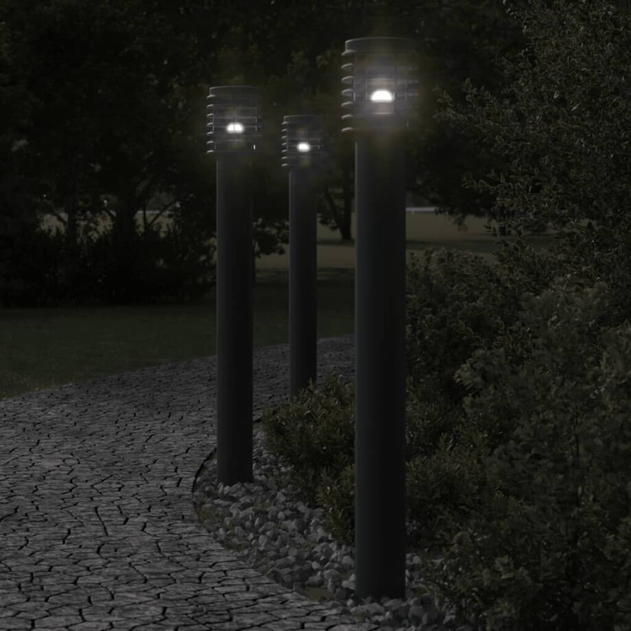 vidaXL Vloerlamp voor buiten 110 cm roestvrijstaal zwart vidaXL Vloerlamp voor buiten 110 cm roestvrijstaal zwart afbeelding 1