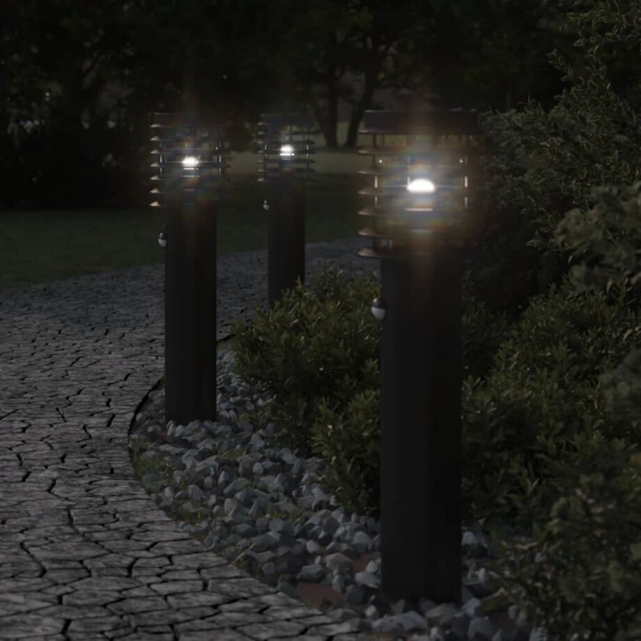 vidaXL Vloerlamp voor buiten met sensor 60 cm roestvrijstaal zwart vidaXL Vloerlamp voor buiten met sensor 60 cm roestvrijstaal zwart afbeelding 1