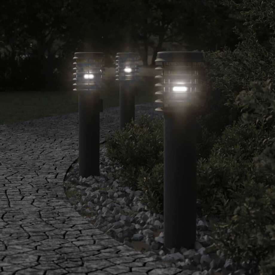 vidaXL Buitenvloerlamp met stopcontact 60 cm roestvrijstaal zwart afbeelding 1