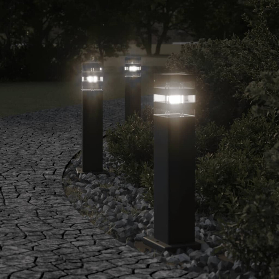 vidaXL Buitenvloerlampen 3 st 50 cm aluminium zwart vidaXL Buitenvloerlampen 3 st 50 cm aluminium zwart afbeelding 1