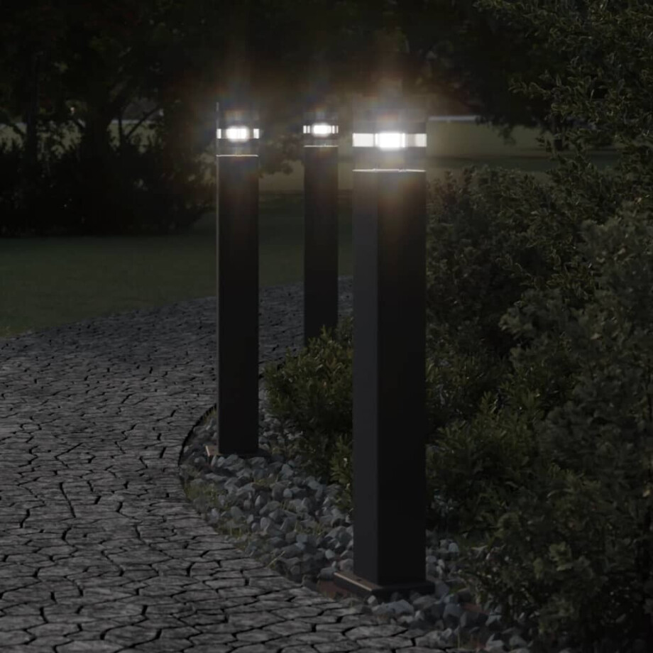 vidaXL Vloerlampen voor buiten 3 st 80 cm aluminium zwart afbeelding 1