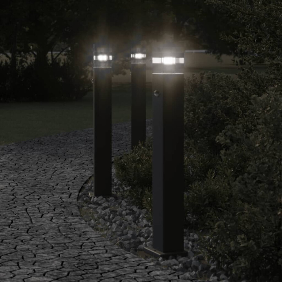 vidaXL Vloerlamp voor buiten met sensor 80 cm aluminium zwart vidaXL Vloerlamp voor buiten met sensor 80 cm aluminium zwart afbeelding 1