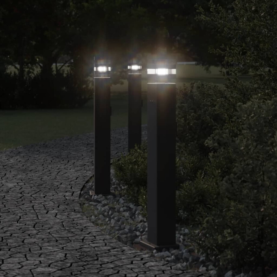 vidaXL Vloerlamp voor buiten met stopcontact 80 cm aluminium zwart afbeelding 1