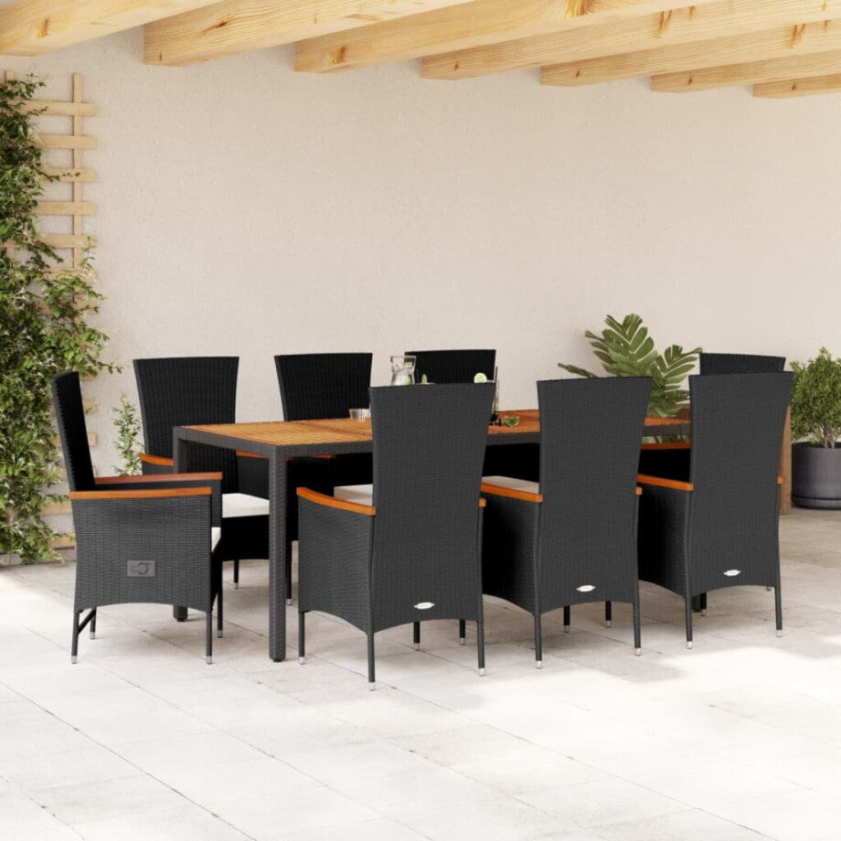 vidaXL 9-delige Tuinset poly rattan zwart vidaXL 9-delige Tuinset poly rattan zwart afbeelding 1
