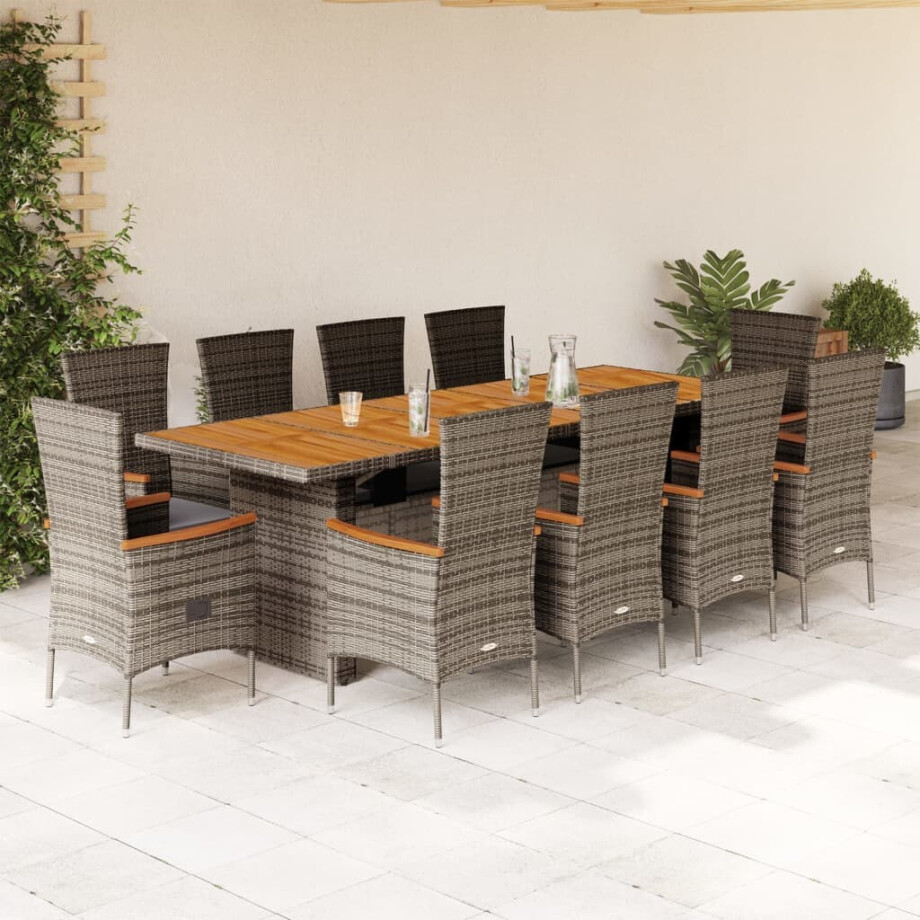 vidaXL 11-delige Tuinset met kussens poly rattan grijs vidaXL 11-delige Tuinset met kussens poly rattan grijs afbeelding 1